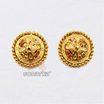 22KT Plain Gold Flower Shaped Earrings by 