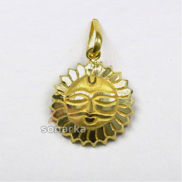 916 Hallmarked Gold Sun God Mask Surya Pendant by 