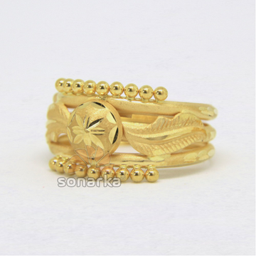 22ct 916 Yellow Gold Ladies Ring Indian Triple Pip... by 