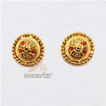 916 Plain Gold Meenakari Earrings For Ladies by 