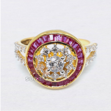 Pink CZ Diamond 916 Gold Ladies Ring by 