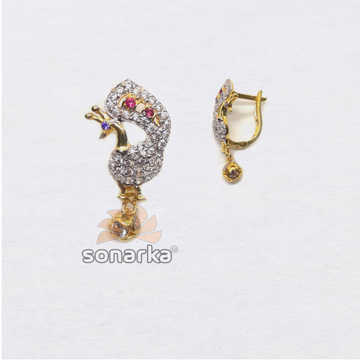 916 gold fancy peacock shape cz diamond hoop earri... by 