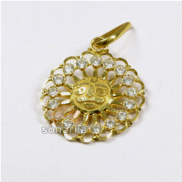 CZ 22k Gold Sun Surya Pendant by 