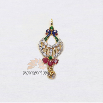 916 Gold Hallmarked Peacock Design CZ Diamond Pend... by 