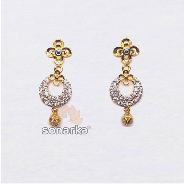 916 gold flower design cz diamond earrings by 