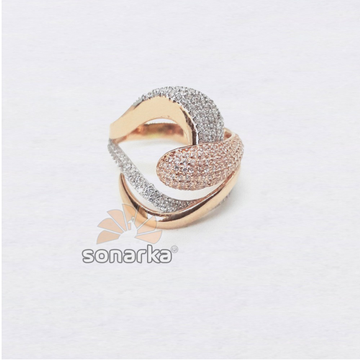 18k Designer CZ Rose Gold Ring SK - R002 by 