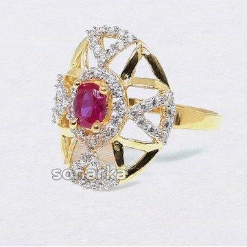 22k CZ Diamond Gold Ring Royal Design for Ladies