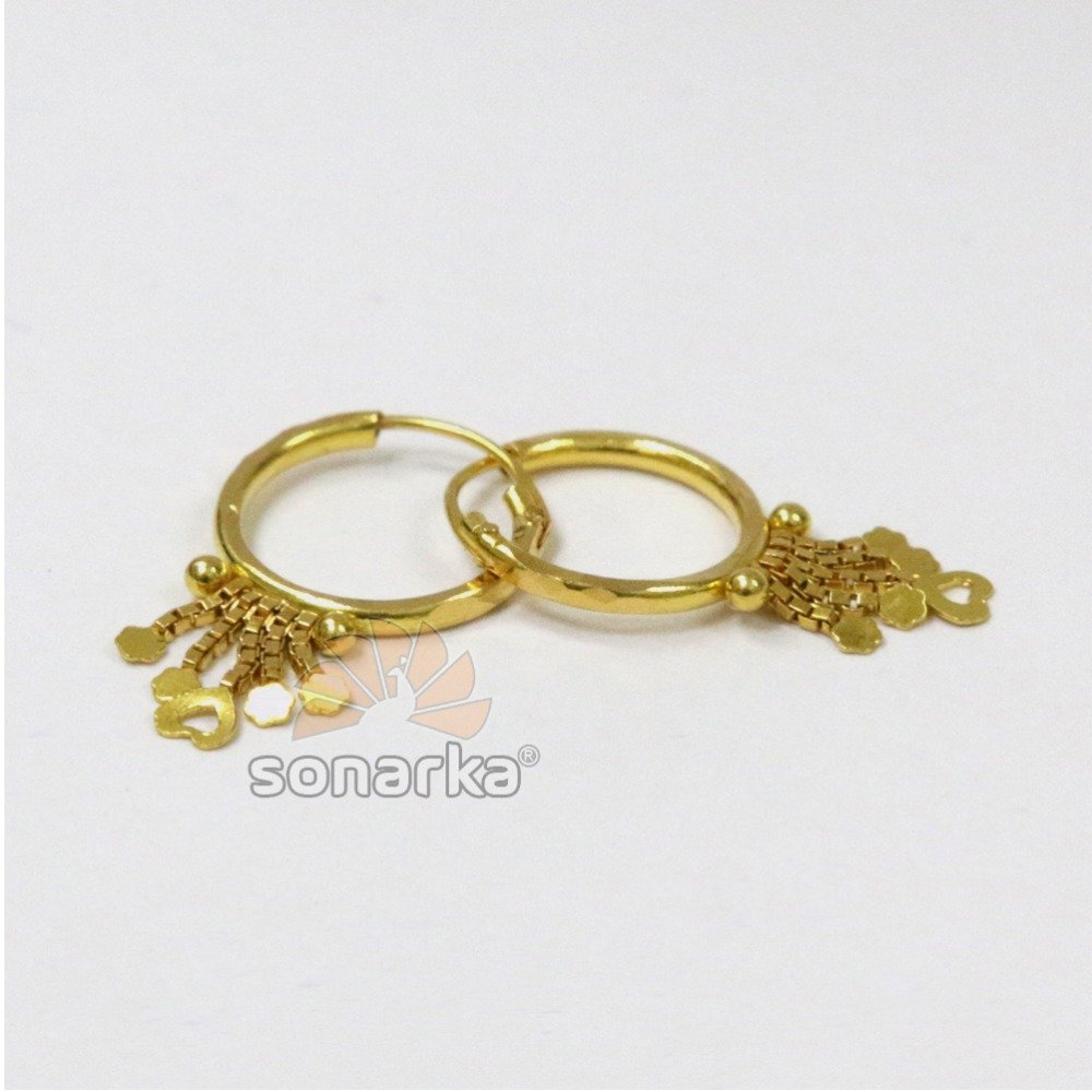 22k gold ladies dangling heart earrings by sonarka