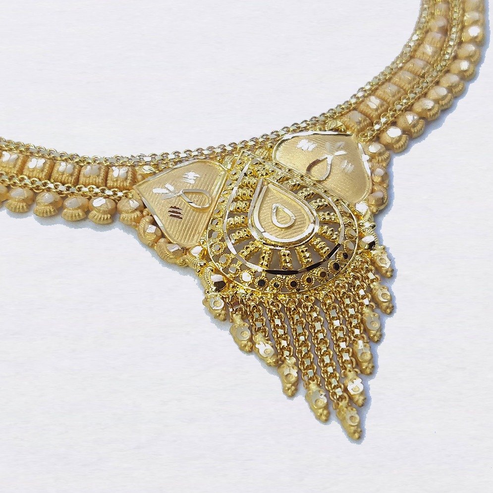 916 Plain Gold Bridal Necklace Set SK-N014