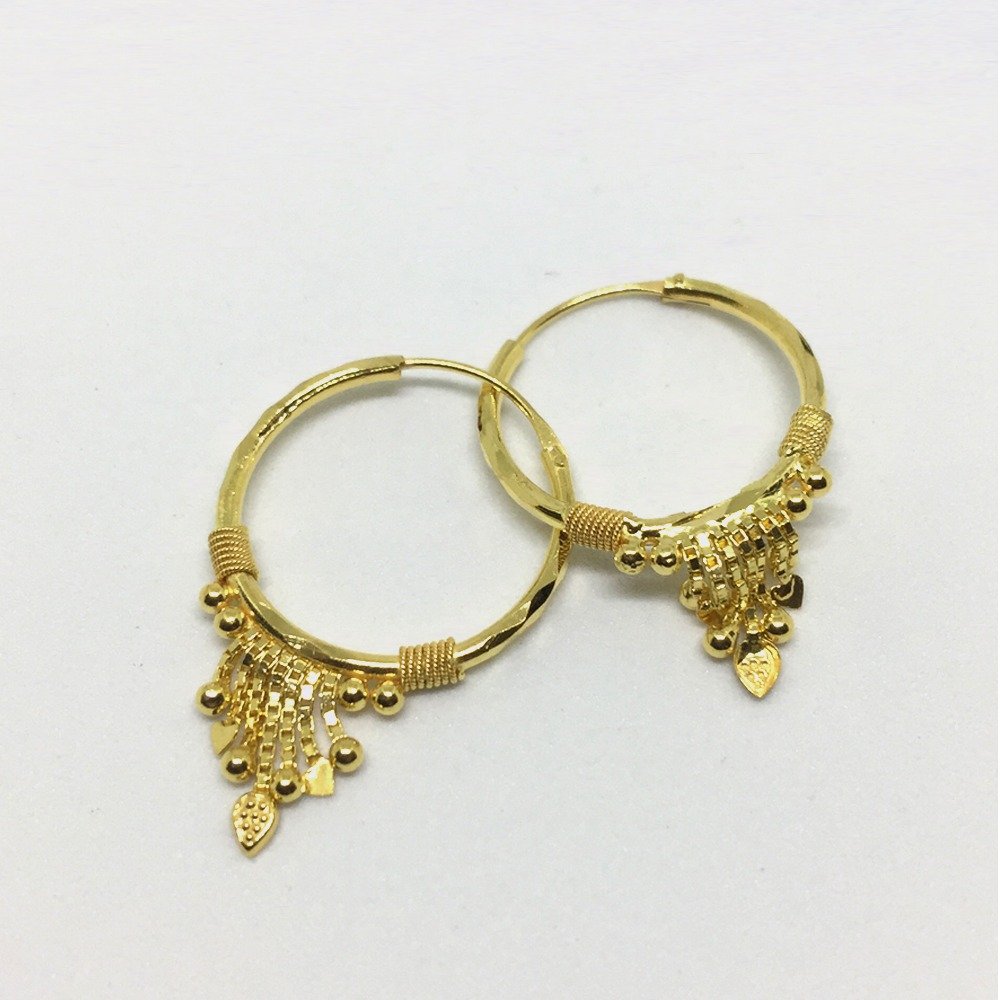 Engraved Fancy 22k Gold Bali Earrings | Bali earrings, 22k gold, Fashion  earrings