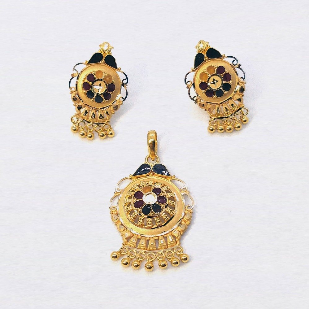 916 Gold Meenakari Pendant Set SK-P002