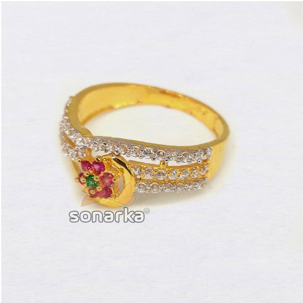 22KT CZ Pink Stone Flower Shaped Ladies Ring