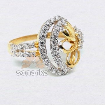 22kt CZ Diamond Gold Ring Fancy Design for Women