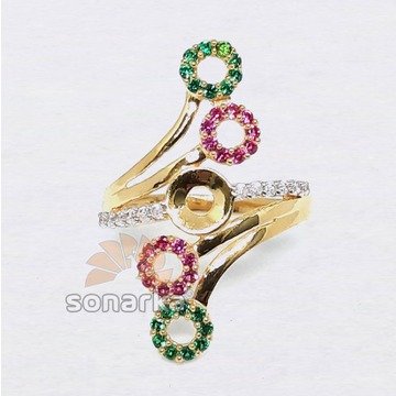 22ct Multi Color CZ Diamond Gold Ring Design for Women