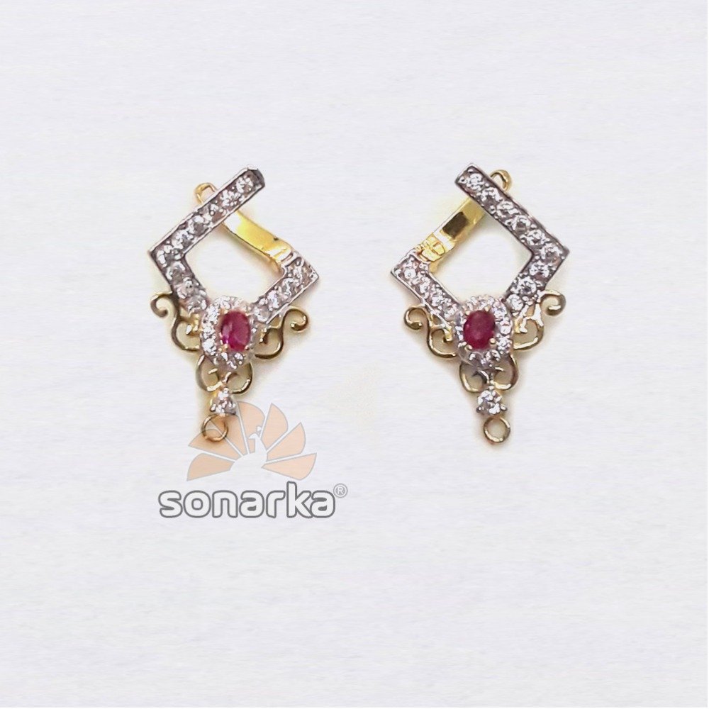 22kt gold modern cz diamond earrings